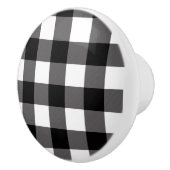Zwart-wit gecheckte vierkantjes buffelplaat keramische knop (Rechts)