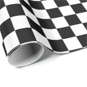 Zwart-wit gecheckte vierkantjes cadeaupapier (Rol Hoek)