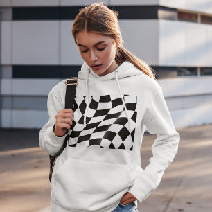 Zwart-wit gecheckte vlaggevrouwen hoodie
