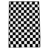 Zwart-wit gecontroleerd patroon medium cadeauzakje (Achterkant)