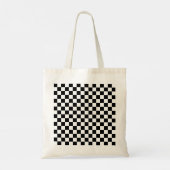 Zwart wit gecontroleerd patrooncontrolebord contro tote bag (Achterkant)
