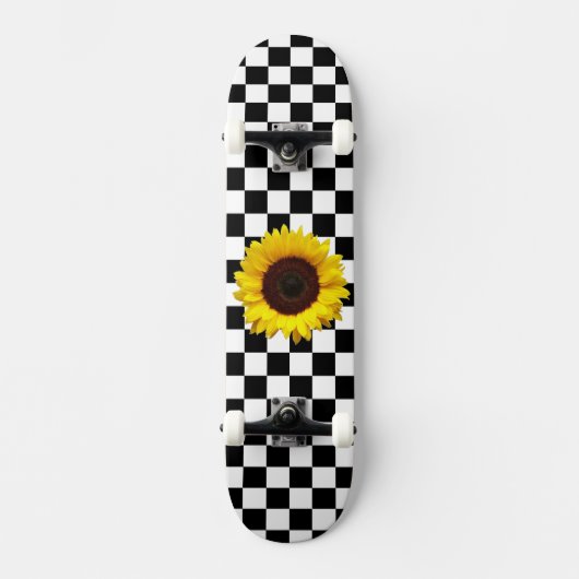 Zwart-wit Gecontroleerd & Zonnebloem Afdrukken Skateboard (Voorkant)
