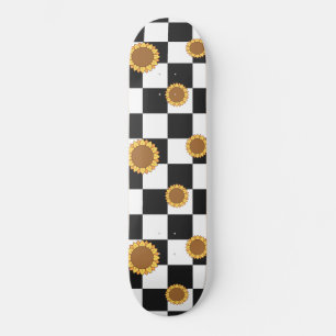 Zwart-wit Gecontroleerd & Zonnebloem Afdrukken Skateboard