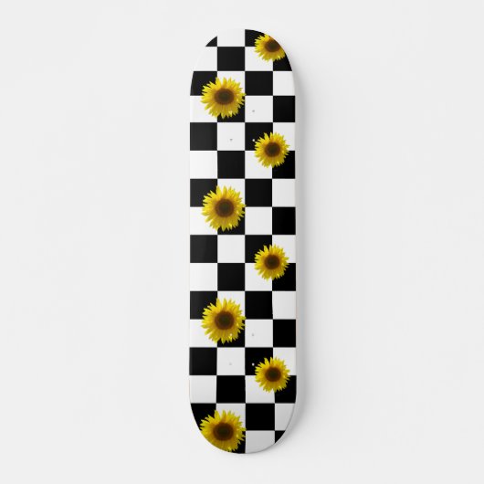 Zwart-wit Gecontroleerd & Zonnebloem Afdrukken Skateboard (Voorkant)