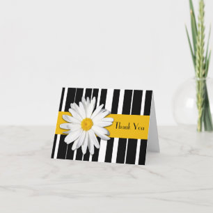 Zwart Wit Geel Daisy Gestreept Dank u kaart