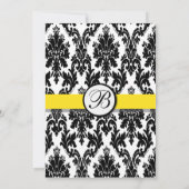 Zwart Wit Geel Damast bruiloft uitnodiging (Achterkant)