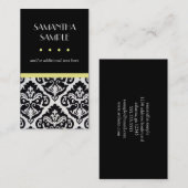 Zwart & Wit Geel Damast, Visitekaartje (Voorkant / Achterkant)