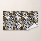 Zwart, wit, geel Elegant Daisy Bloemen Abstract Bad Handdoek (Handdoek)