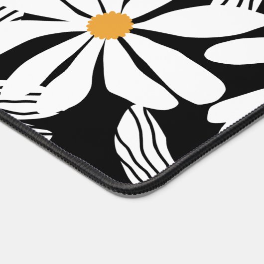 Zwart, wit, geel Elegant Daisy Bloemen Abstract Bureaumat (Hoek)