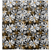 Zwart, wit, geel Elegant Daisy Bloemen Abstract Douchegordijn (Voorkant)