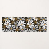 Zwart, wit, geel Elegant Daisy Bloemen Abstract Yogamat (Achterkant (horizontaal))