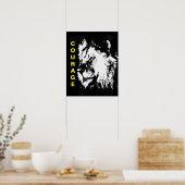 Zwart Wit Geel Pop Art Courage Lion Poster (Keuken)