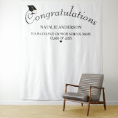 Zwart & Wit Gefeliciteerd Afstuderen Achtergrond Wandkleed (In situ)