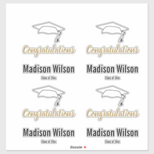 Zwart-wit gefeliciteerd met de naam van het Afstud Sticker