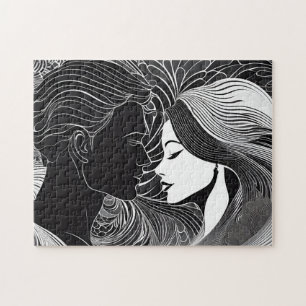 Zwart-wit geheim Kiss of Love Legpuzzel