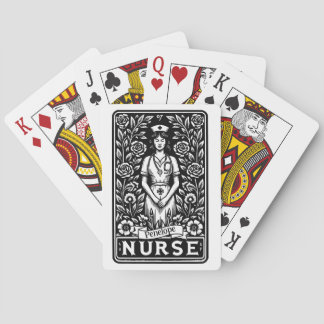 Zwart-wit geïllustreerd in Nurse Tarot-stijl Pokerkaarten