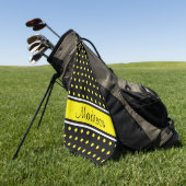 Zwart wit gele poka Puntstripe Script-naam Golfhanddoek (Groen)