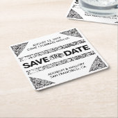 Zwart-wit geliefde Save the Date onderzetters (Schuin)