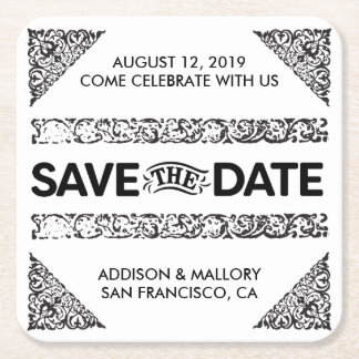 Zwart-wit geliefde Save the Date onderzetters