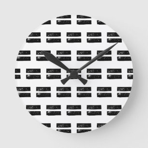 Zwart-wit "Gelijk" Wiskunde Symbool Lino Cut Ronde Klok