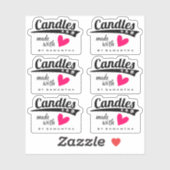 Zwart-wit gemaakt met liefdesroze hartkaarsen sticker (Vel)