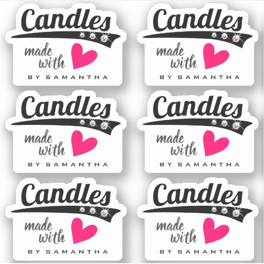 Zwart-wit gemaakt met liefdesroze hartkaarsen sticker (Voorkant)