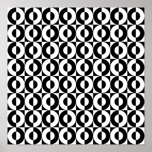 Zwart-wit Geo Combo Funky Cirkels Poster (Voorkant)