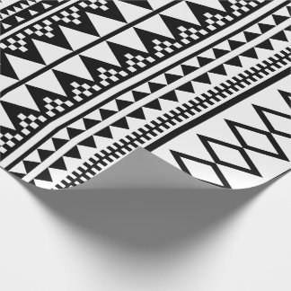 Zwart-wit Geometric Aztec Pattern Cadeaupapier