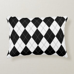 Zwart Wit Geometrisch Argyle Patroon Accent Kussen