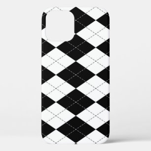 Zwart Wit Geometrisch Argyle Patroon iPhone 12 Hoesje