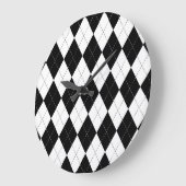 Zwart Wit Geometrisch Argyle Patroon Grote Klok (Hoek)