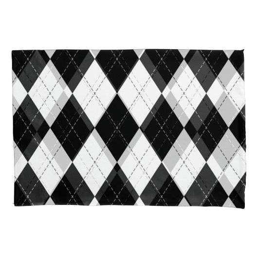 Zwart Wit Geometrisch Argyle Patroon Kussensloop (Voorkant)