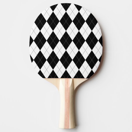 Zwart Wit Geometrisch Argyle Patroon Tafeltennisbatje (Voorkant)