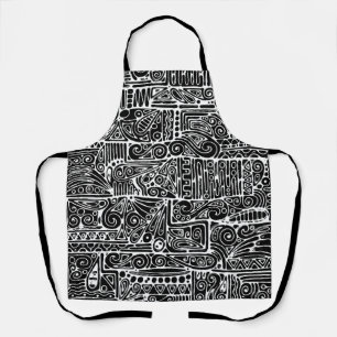 Zwart-wit geometrisch art 2 schort
