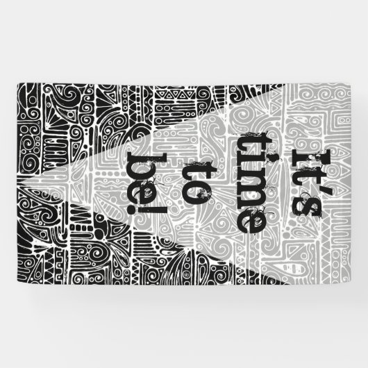 Zwart-wit geometrisch art 2 spandoek (Horizontaal)