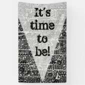 Zwart-wit geometrisch art 2 spandoek (Verticaal)