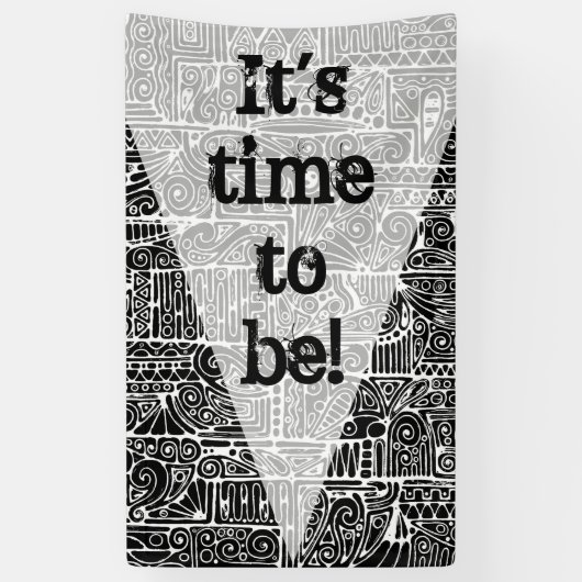 Zwart-wit geometrisch art 2 spandoek (Verticaal)