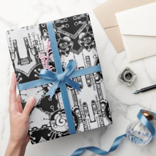 Zwart-wit geometrisch art 4 cadeaupapier