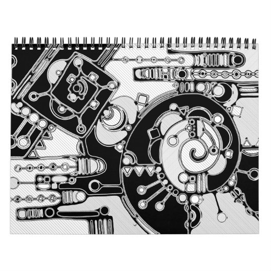 Zwart-wit geometrisch art 4 kalender (Hoes)