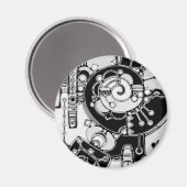 Zwart-wit geometrisch art 4 magneet (Voorkant / Achterkant)