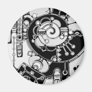 Zwart-wit geometrisch art 4 magneet