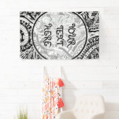 Zwart-wit geometrisch artikel 15 spandoek (Insitu)