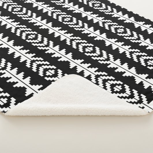 Zwart-wit geometrisch Boho-ontwerp Sherpa Deken (3/4)