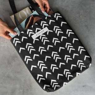Zwart-wit Geometrisch Chevron Patroon Draagtas