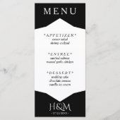 Zwart & Wit Geometrisch diner bruiloft receptie Menu (Voorkant)
