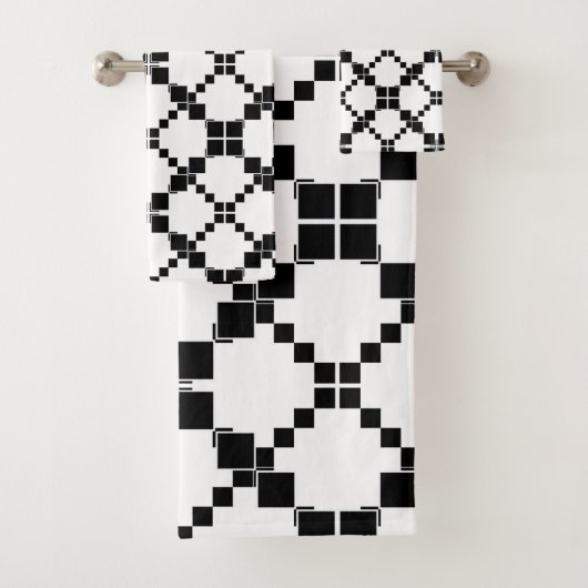 Zwart-wit, geometrisch, eenvoudig, modificeerbaar bad handdoek (Insitu)