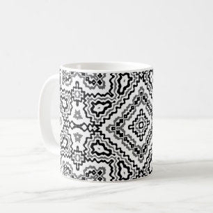 zwart-wit geometrisch etnisch ornament koffiemok