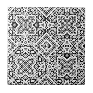 zwart-wit geometrisch etnisch ornament tegeltje