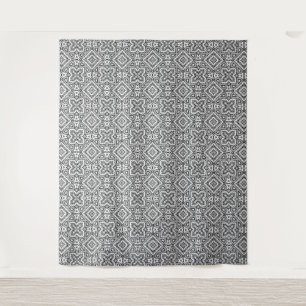 zwart-wit geometrisch etnisch ornament wandkleed