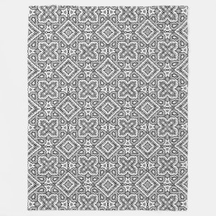 zwart-wit geometrisch etnisch patroon ornament fleece deken
